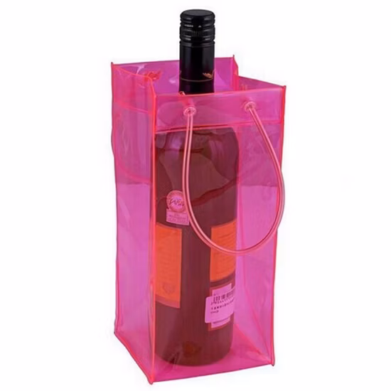 Sac en plastique de refroidisseur de vin de PVC de poignée transparente bon marché