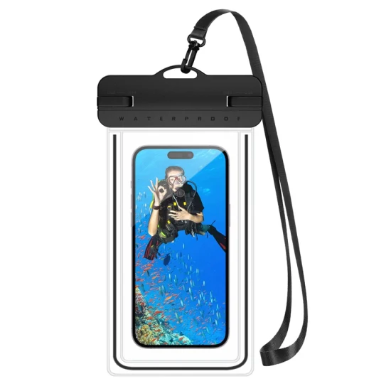 Pochette de sac de téléphone étanche sous-marine fluorescente IP68 de taille universelle