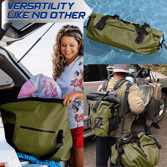 Grand sac sec étanche à roulettes pour kayak, rafting, canotage, natation, camping, randonnée, plage, pêche